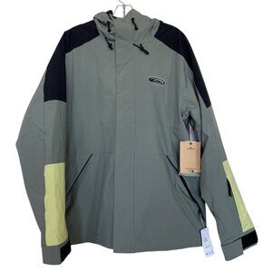 Quicksilver Ski Jacket Mens Size Small S Green Hooded Snowboarding Pockets Snow
